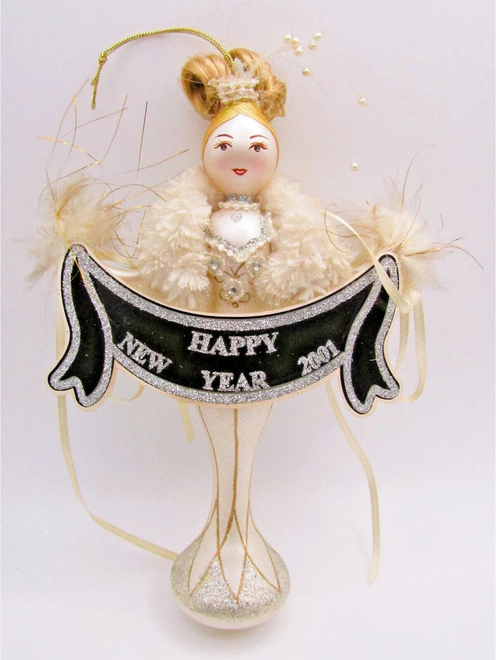 Two Ornaments Kurt Adler 2001 Mystique with Box and Grandfather Clock